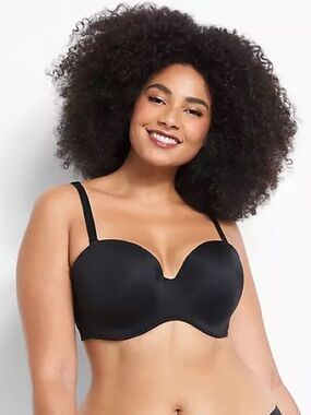 Cacique Best of Both Worlds Multiway Strapless Bra Black 46DDD NEW NWT